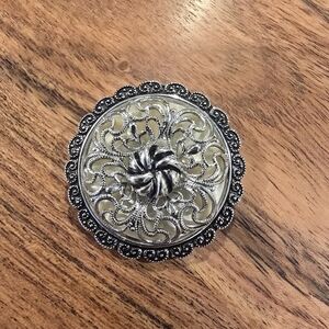 Vintage West Germany Elegant Silver and Black Brooch